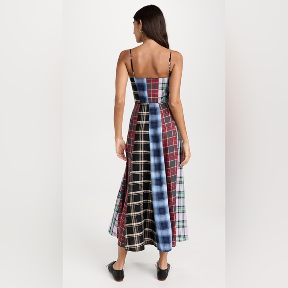 Autumn Adeigbo Sierra Midi Dress Tatran Plaid Patchwork Sleeveless Square Neck - Picture 2 of 16